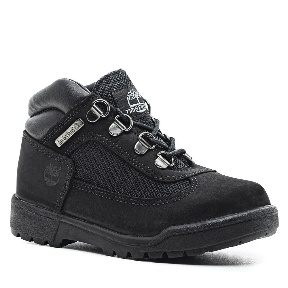 Timberland Μποτες Χιονιού Παιδικα Μαυρα - Youth Leather/Fabric Mid Field - Greece 7928615-FD